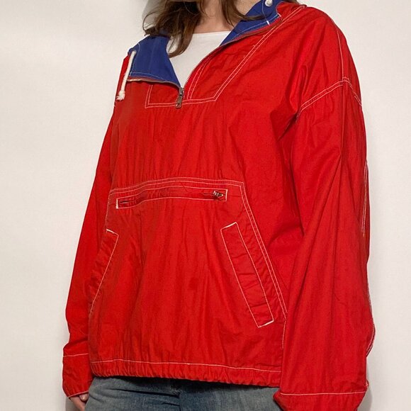 Vintage 1990s GAP Quarter Zip Hooded Windbreaker with EMBROIDERED Logo! M to L - Picture 9 of 11